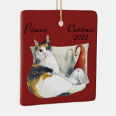 Waterverf voor het kerstthema Calico Cat Gnome Keramisch Ornament (Rechts)