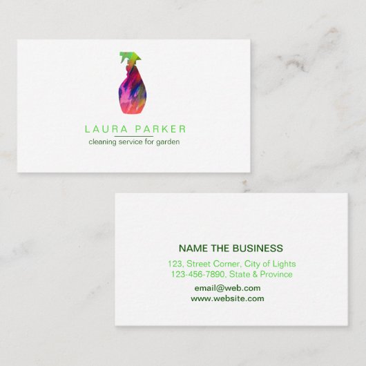 Waterverf voor het reinigen van spuitfles visitekaartje (Voorkant / Achterkant)