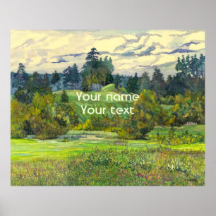 Waterverf voor het schilderen van pijnbomen op zij poster