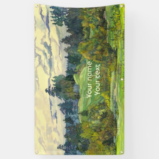 Waterverf voor het schilderen van pijnbomen op zij spandoek (Verticaal)