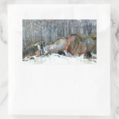 Waterverf voor het schilderen van sneeuwvlokken op rechthoekige sticker (Tas)