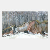 Waterverf voor het schilderen van sneeuwvlokken op rechthoekige sticker (Voorkant)