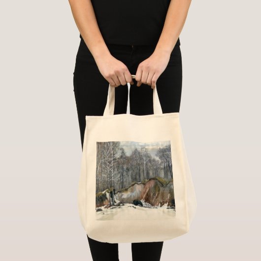 Waterverf voor het schilderen van sneeuwvlokken op tote bag (Voorkant (product))