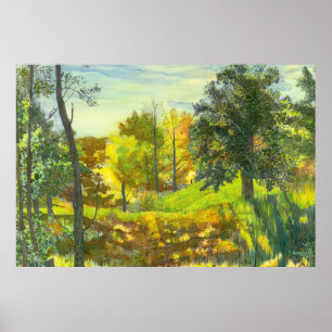 Waterverf voor het schilderen van zonne-herfsten o poster