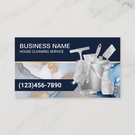 Waterverf voor het schoonmaken van de marineblauw visitekaartje (Voorkant)