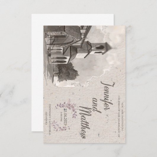 Waterverf voor het uitnodigen van bruiloft kaart (Voorkant / Achterkant)