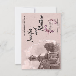 Waterverf voor het uitnodigen van bruiloft kaart