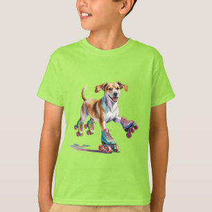 Waterverf voor honden op roller Schaatsen T-shirt
