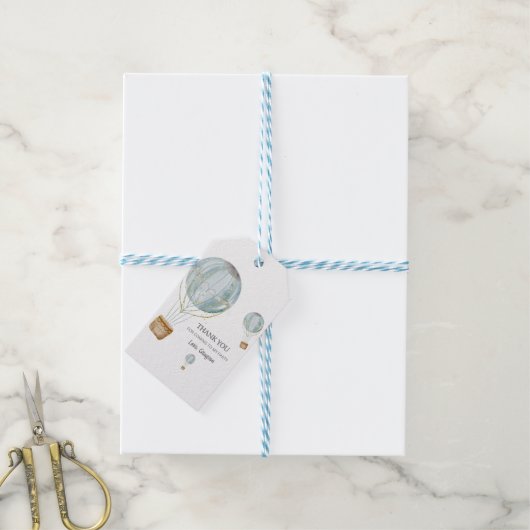 Waterverf voor hot-luchtballon Hartelijk dank voor Cadeaulabel (Met Touw)