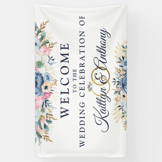 Waterverf voor huwelijksfeestdag spandoek (Verticaal)