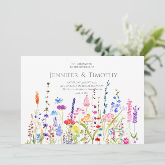 Waterverf voor huwelijksuitnodiging voor kleurrijk kaart (Staand voorkant)