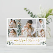 Waterverf voor kalligrafie Eucalyptus Gold Kerstmi Feestdagenkaart (Staand voorkant)