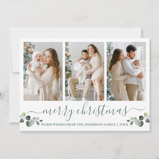 Waterverf voor kalligrafie Eucalyptus Green Kerstm Feestdagenkaart (Voorkant)