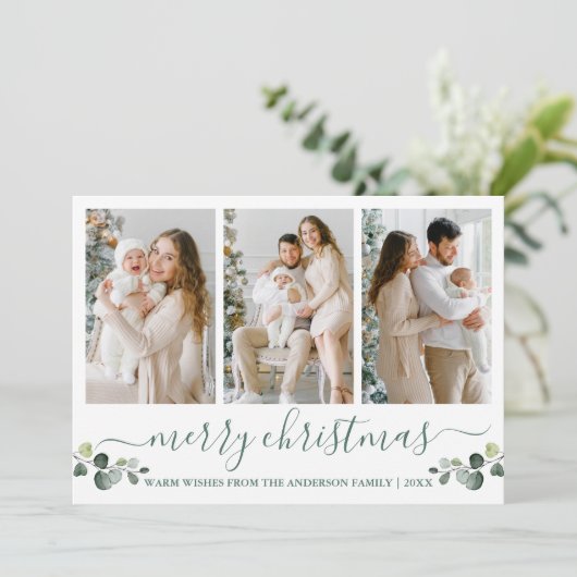 Waterverf voor kalligrafie Eucalyptus Green Kerstm Feestdagenkaart (Staand voorkant)