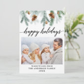 Waterverf voor kalligrafie Pine Cones Foto Feestdagenkaart (Staand voorkant)