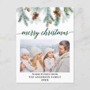 Waterverf voor kalligrafie Pine Cones Green Kerstm Briefkaart