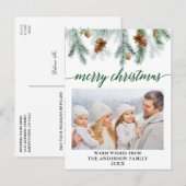 Waterverf voor kalligrafie Pine Cones Green Kerstm Briefkaart (Voorkant / Achterkant)