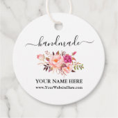 Waterverf voor kalligrafie Roze Floral Handgemaakt Bedankjes Labels (Voorkant)
