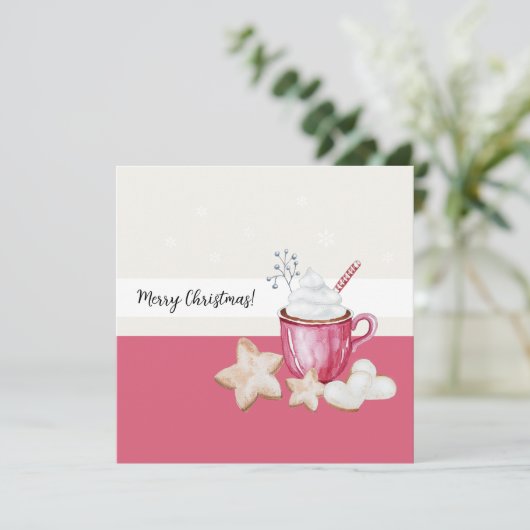 Waterverf voor kerst-warme cacao en koekjes (Staand voorkant)