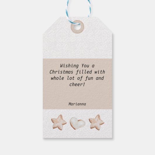 Waterverf voor kerst-warme cacao en koekjes cadeaulabel (Achterkant)