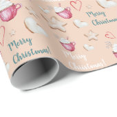 Waterverf voor kerst-warme cacao en koekjes cadeaupapier (Rol Hoek)