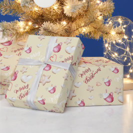 Waterverf voor kerst-warme cacao en koekjes cadeaupapier