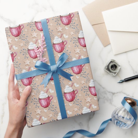 Waterverf voor kerst-warme cacao en koekjes cadeaupapier (Geschenken)