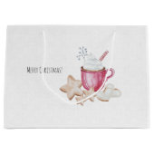 Waterverf voor kerst-warme cacao en koekjes groot cadeauzakje (Voorkant)