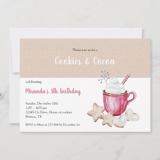 Waterverf voor kerst-warme cacao en koekjes kaart (Voorkant)