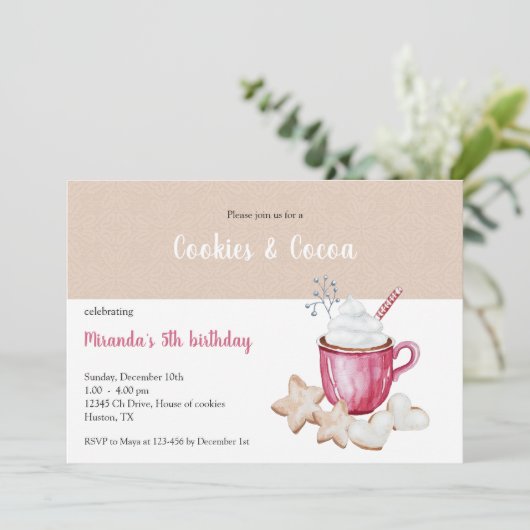 Waterverf voor kerst-warme cacao en koekjes kaart (Staand voorkant)