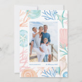 Waterverf voor kerstbal aan de kust Seashell Foto Feestdagenkaart (Voorkant)