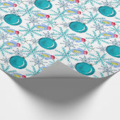 Waterverf voor kerstballen Mittens en Snowflakes Cadeaupapier (Hoek)