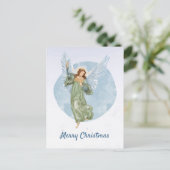 Waterverf voor kerstblauw engel feestdagenkaart (Staand voorkant)