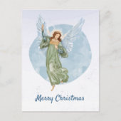 Waterverf voor kerstblauw engel feestdagenkaart (Voorkant)