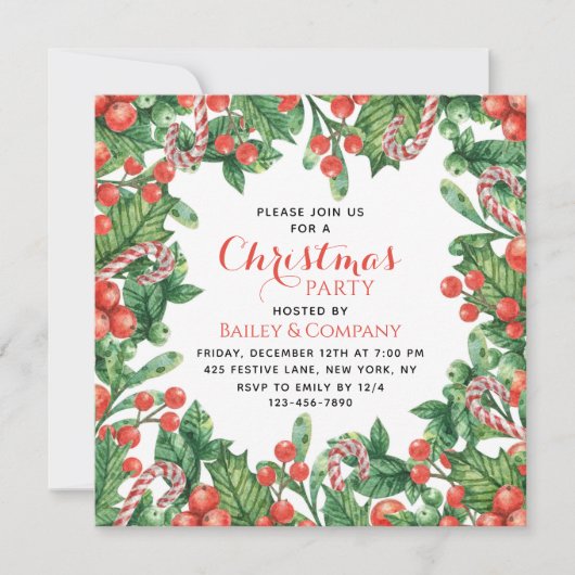 Waterverf voor kerstfeestdagen kaart (Voorkant)