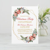 Waterverf voor kerstfeestdagen Poinsettia Gold Red Kaart (Staand voorkant)