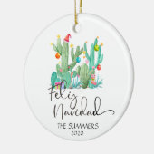 Waterverf voor kerstfeestvieren Navidad Cactus - A Keramisch Ornament (Links)