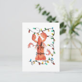 Waterverf voor kerstkreeftenkreeften briefkaart (Staand voorkant)