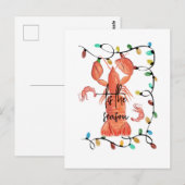 Waterverf voor kerstkreeftenkreeften briefkaart (Voorkant / Achterkant)