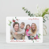 Waterverf voor kerstmis Holly Berries Feestdagenkaart (Staand voorkant)