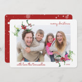 Waterverf voor kerstmis Holly Berries Feestdagenkaart (Voorkant / Achterkant)