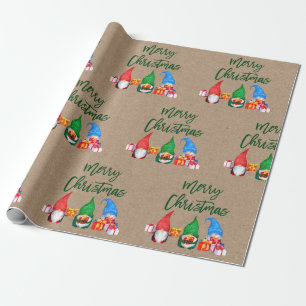 Waterverf voor Kerstmis in penseel Script Gnomen K Cadeaupapier