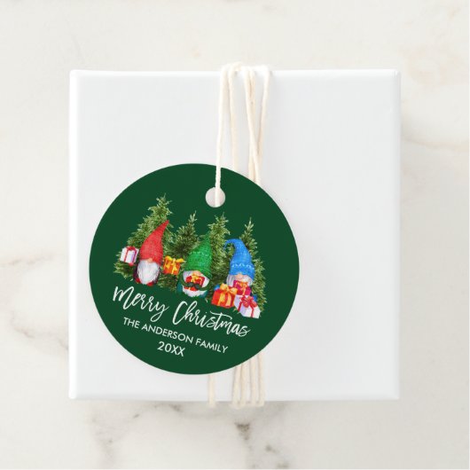 Waterverf voor kerstmis in penseel script Gnomen T Bedankjes Labels (In situ)