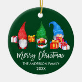 Waterverf voor Kerstmis in penseelscript Gnomen Gr Keramisch Ornament (Voorkant)