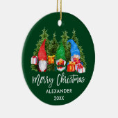 Waterverf voor Kerstmis in penseelscript Gnomen Gr Keramisch Ornament (Rechts)