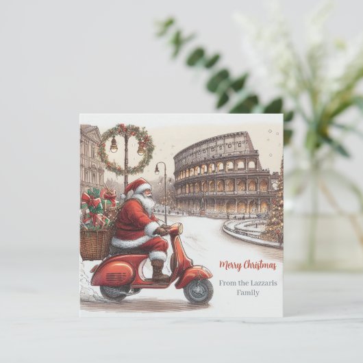 Waterverf voor kerstmis in Santa Rome | Uw foto Feestdagenkaart (Staand voorkant)