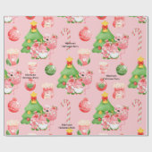 Waterverf voor kerstmis roze en groen tropisch hou cadeaupapier (Vlak)