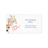 Waterverf voor kerstmis van de Antlers Holly Rozen Etiket (Voorkant)