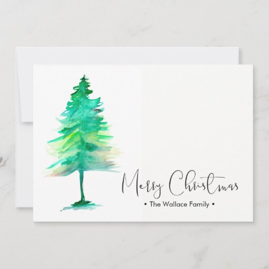 Waterverf voor kerstmis van familie Pinetree, pers Feestdagenkaart (Voorkant)