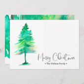Waterverf voor kerstmis van familie Pinetree, pers Feestdagenkaart (Voorkant / Achterkant)